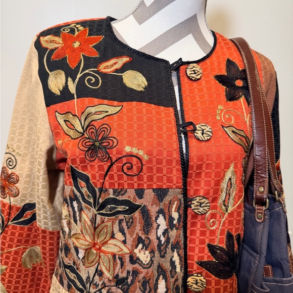 Floral Patchwork Button-Up Jacket - Picture 2 of 4